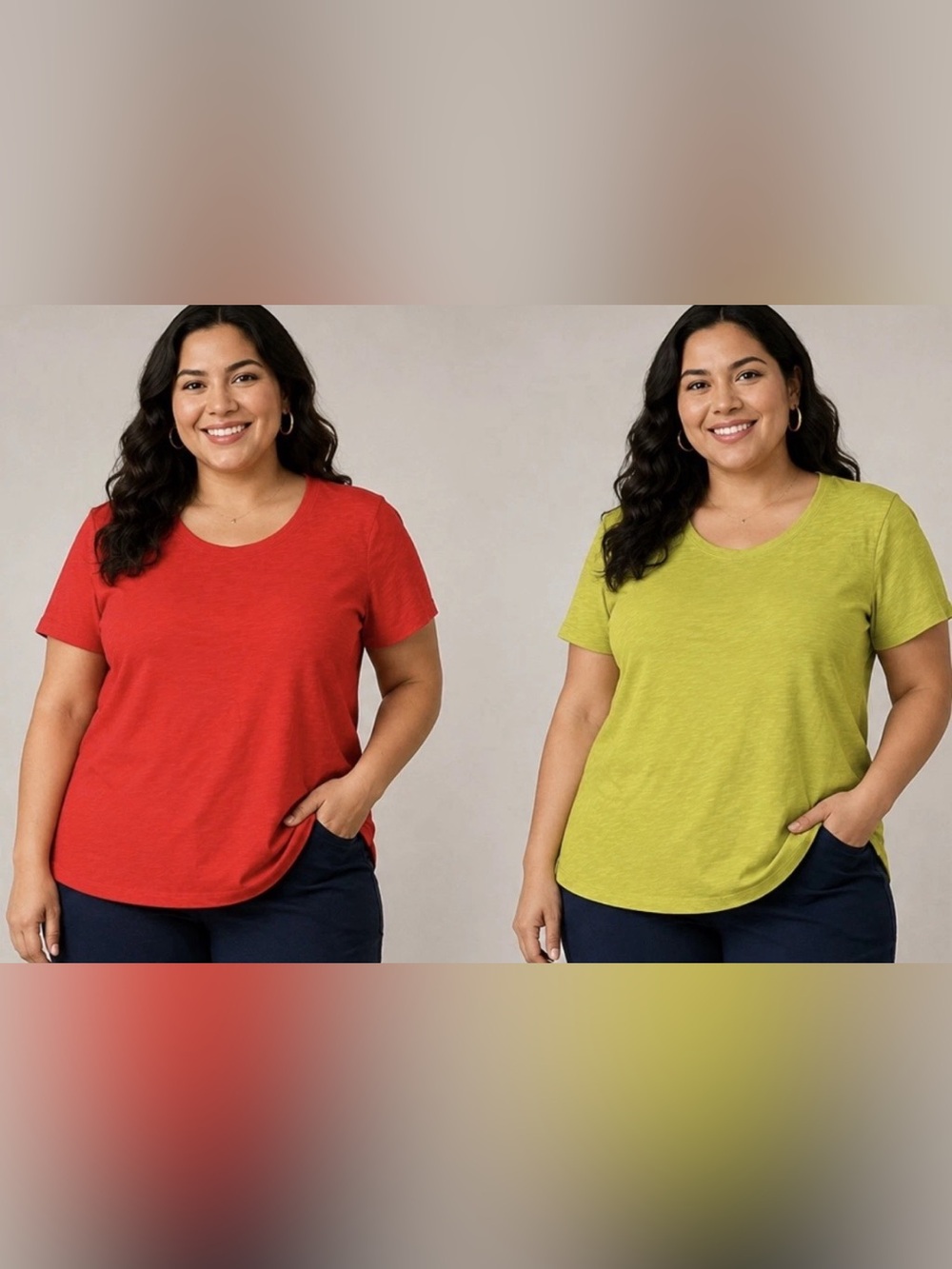 2 Pack Denim & Co. Essentials Petite Linen Blend Tunics XSP NEW A687899